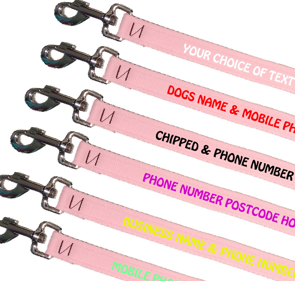 Personalised Dog Leads Lightweight Range - Pale Pink